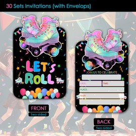 VAVINCI Let's Roll Birthday Party Invitations, Birthday Invite Cards for Boys Kids, Roll Party Favors, 30 Set with Envelopes.