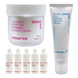 Innisfree Collagen Green Tea Ceramide Elasticity Barrier Cream + Retinol Cica Trace Barrier Cream + / 이니스프리 콜라겐 그린티 세라마이드 탄력장벽 크림+레티놀 시카 흔적 장벽 크림+