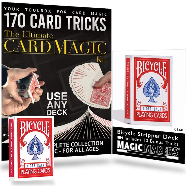 Magic Makers Ultimate Card Magic Kit 170 Card Effects with Bicycle Stripper Deck