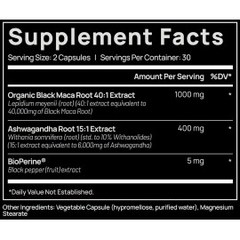 40,000mg 40x Strength Organic Black Maca Root with Ashwagandha - Highest Potency
