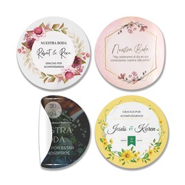 Paquete de 50 Stickers con Diseño Personalizado | Vinil Autoadhesivo | Ideales para Bodas, Cumpleaños, Emprendimientos, Fiestas Infantiles, Negocios, Quince Años, Regreso a Clases (5x5)