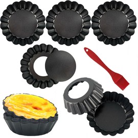 DATANYA 12Pack Mini Tart Pans Removable Botttom 3 Inch Egg Tart Molds, Round Nonstick Carbon Steel Fluted Quiche Tart Pan for Pies, Quiches, Tartlets, Tart Shells, Cupcakes, Dessert Baking