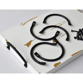 Livale Metal Tray Handles for Tray Pack of 6 - Black Metal Handles for Charcuterie Boards, Wooden Serving Trays, Farmhouse Wood Box, Cutting Board in Kitchen Organization