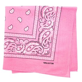 MDSTYLE 3 PCS 100% Cotton Bandana for Men & Women 22" x 22" Paisely Pattern Handkerchief Headband Scarf (3 Pcs Pink)