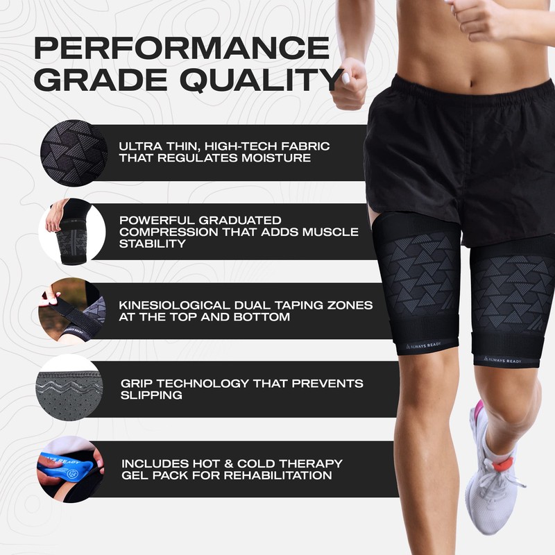 Always Ready, Thigh Compression Support Sleeve (2 Per Pack) with