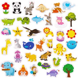 36PCS Wooden Animal Magnets, Fridge Magnets for Kids Toddlers, Cartoon Animals Refrigerator Magnets Whiteboard Magnets Small Magnets Toy Learning Toys for Kids Early Development Preschool Learning