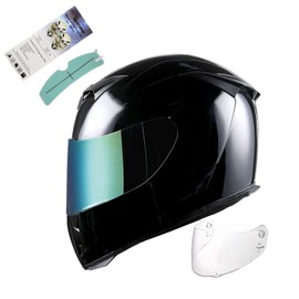 1STorm Motorcycle Full Face Helmet Skull King Glossy Black+ One Extra Clear Shield, Size Large (57-58 CM,22.4/22.8 Inch)