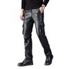 Idopy Men`s Multi Pockets Motorcycle Workwear PU Faux Leather Cargo