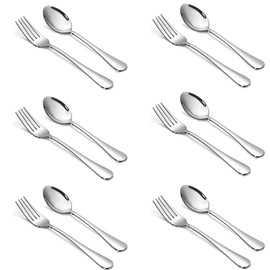 12-Piece Dinner Forks and Spoons,Spoons and Forks Set Stainless Steel, Steel Silverware Flatware Eating Utensils Set for Home Kitchen Restaurant, Food Grade Metal & Streamline Design