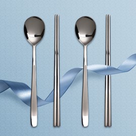 (Hankook Ceramic Living) Hankook Ceramic Living Neo Round Glossy Stainless Steel Cutlery Set of 2 / (한국도자기 리빙)한국도자기리빙 네오라운드 유광 스텐 수저 2벌세트