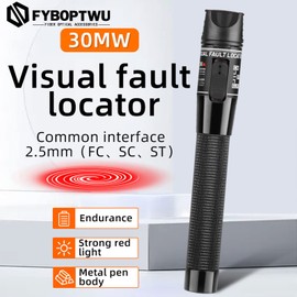 FYBOPTWU - 1pc Visual Fault Locator VFL 30mw 30km VFL Fiber Optic Tester Fiber Optic Cable Tester with 1pcs Singlemode 9/125um FC Male to LC Female Adapter