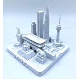 Seoul 3D City Famous Building Model Statue Souvenir Decoration for Home Office 4” (White)