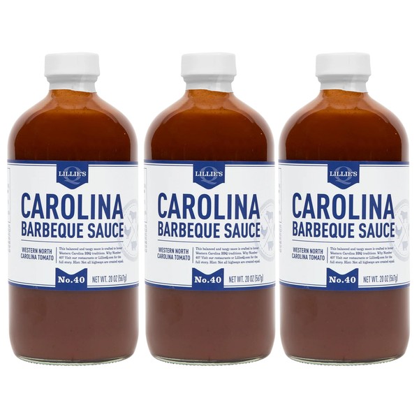Lillie's Q - Carolina Barbeque Sauce, Gourmet Carolina Sauce, Tangy BBQ Sauce with Tomato Vinegar, Premium Ingredients, Made with Gluten-Free Ingredients (20 oz, 3-Pack)