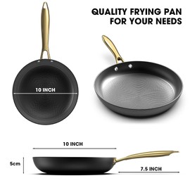 imarku Non stick Frying Pans, Long Lasting 10 Inch Frying Pan, Professional Nonstick Frying Pan Cast Iron Skillet, Stay Cool Handle, Easy Clean Oven Safe Pans, Birthday Day Gifts