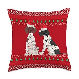 German Shorthaired Pointer Christmas GSP Ugly Holiday Throw Pillow