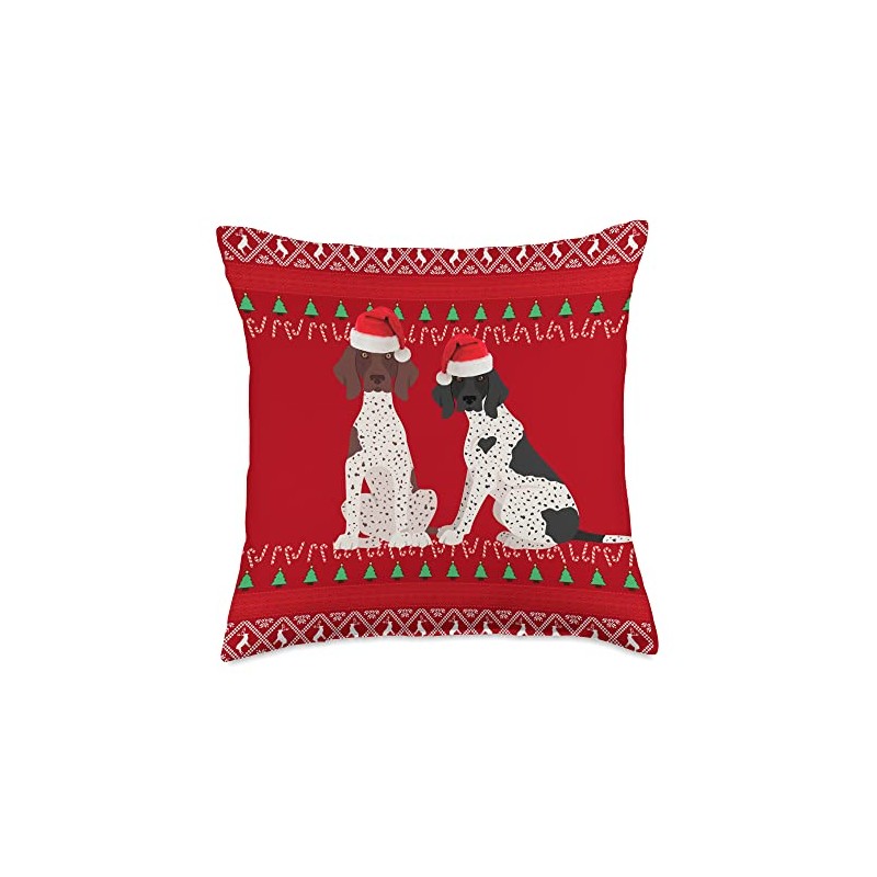 German Shorthaired Pointer Christmas GSP Ugly Holiday Throw Pillow