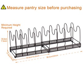 Toplife Pots and Pans Organizer Rack for Cabinet and Countertop, 10+ Pot Lids, Bakeware and Cookware Organizer Rack Holder with 10 Adjustable Compartments - Brown