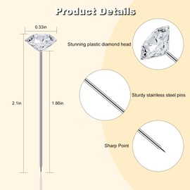 Frociviny 100pcs 2.1 Inches Bouquet and Corsage Pins, Diamond Pins for Flowers with Rhinestones Crystal Head, Elegant Floral Boutonniere Pin for Wedding, DIY Craft, Bridal Bouquet