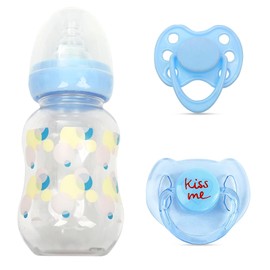 MYREBABY Reborn Baby Doll Accessories, Blue Style Pacifier and Bottle 2 Piece Set Magnetic Pacifier for Reborn Dolls（Comes with an Extra Blue Magnetic Pacifier）