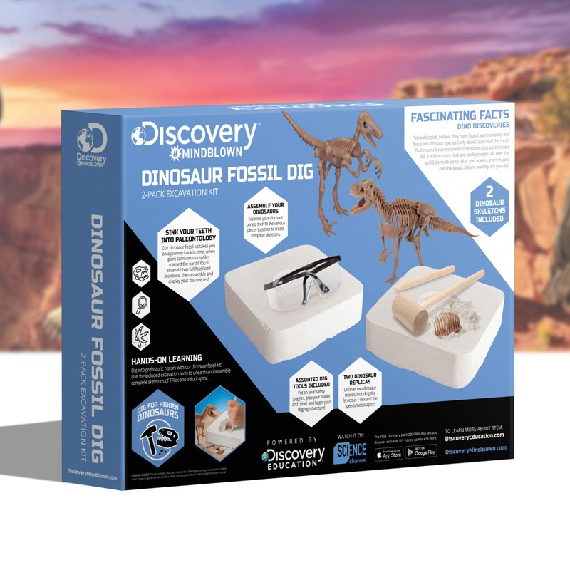 Discovery #MINDBLOWN Dinosaur Fossil Dig Excavation Kit, 15-Piece T-Rex &