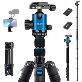 Tripod for Camera, 81" Camera Tripod Stand, 83 inches DSLR Tripods & Monopods, Heavy Duty Travel Tripod for Binoculars Laser Level Spotting Scope Telescope, Professional Complete Tripod Units - Colour: Blue