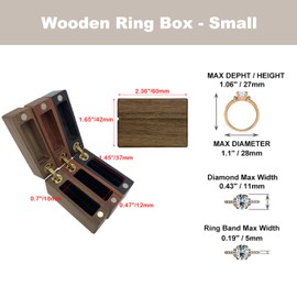 UOOOM Wooden Ring Box, Mini Portable Solid Wood Ring Box for Proposal, Engagement, Wedding, Anniversary, Surprise Gift, Natural Beautiful Texture and Colour (Red)