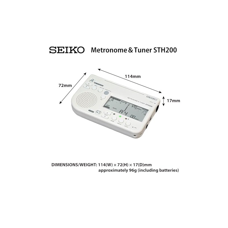 Seiko STH200WHSP Metronome & Tuner White Pickup Microphone Set of