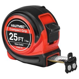 HAUTMEC - Cinta métrica de 25 pies con marcas fraccionarias de 18 escala doble métricaimperial con gancho magnético cinta métrica para construcción,