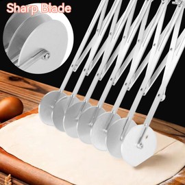 Dough Cutter, Stainless Steel Dough Cutter Wheel Dough Cutter Pastry Cutter Tool Foldable Pizza Cutter Pasta Wheeling Cutter Dough Cutter Roller (#7)