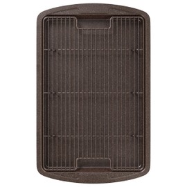 Cookie Sheet with Wire Rack Set, 2-Piece Nonstick Brown Marble Carbon Steel Pan & Cooling Rack, Space-Saving Stackable Set, PFOA, PFOS, PTFE Free, Oven Safe Up to 450°F, 17.4" Pan & 14.7" Rack