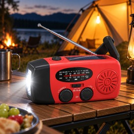 Emergency Radio for Outdoor Use – Hand Crank & Solar Charging with Flashlight for Camping and Power Outages
