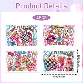 Rngmsi Credit Debit Card Skin - 4 Pcs Pink Cherry Strawberry Debit Card Stickers Waterproof Decal Cover Set for DIY Key Transportation Credit Cards Removable Sticker