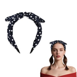 Navy Blue Polka Dot Headband for Women Girls Bow Headbands for Women's Hair