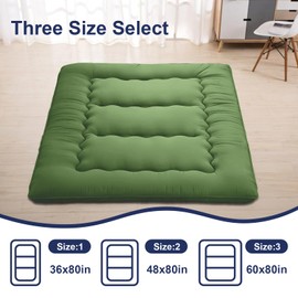 Japanese Floor Mattress,Thicken Japanese Floor Sleeping Pad Foldable,Roll Up Tatami Mat Easy to Store and Portable,Futon Mattress Suitable for Camping and Guest Room (greens, Full (80" X 47"))