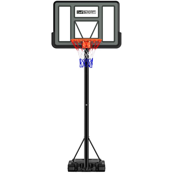 AWII Sports Basketball Hoop Outdoor 10ft Adjustable, Portable Basketball Hoop Goal System with 44 Inch Shatterproof Backboard for Kids Youth Adults Play in Backyard/Courts/Indoor