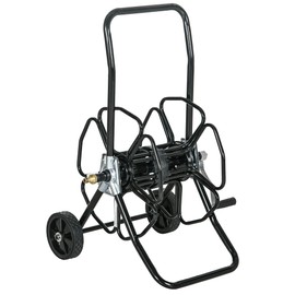 Outsunny Garden Hose Reel Cart, Hold Up to 98' of 5/8" Hose (Hose Not Included), Portable Water Hose Cart with Wheels for Yard, Lawn, Black