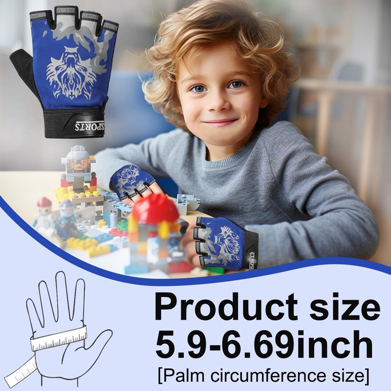 CubePlug Kids Boy Girl Cycling Climing Half Finger Gloves GEL