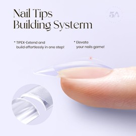 Five Angeles Tipex Instant Apex Nail Tips, Almond Short Gel Nail Tips, with 15g Tipex Nail Glue,Thicker Strong Hard Pre-etched Press-on Nails, Matte Underside False Nails, 128pcs 16 Sizes