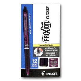 PILOT FriXion Clicker Erasable, Refillable & Retractable Gel Ink Pens, Fine Point 0.7mm, Burgundy Ink, 12-Pack (15131)