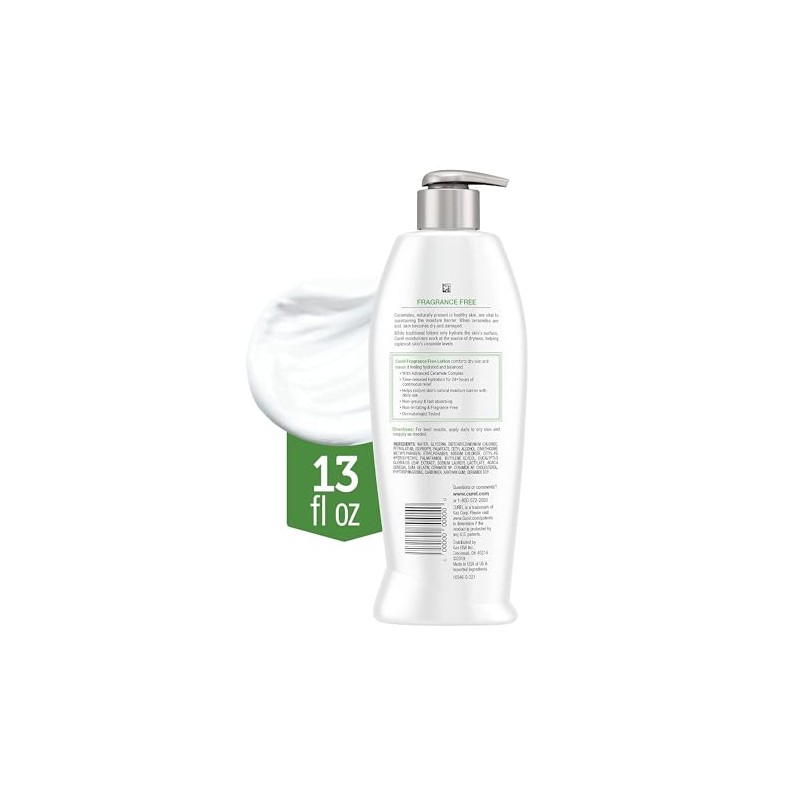 Curel Continuous Comfort 24-Hour Daily Moisturizing Lotion for Dry Skin,