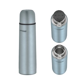 THERMOcafé by THERMOS TC Beverage Bottle Ice Blue Mat 0.50 L, Stainless Steel Thermos Flask with Cup, 12 Hours Hot & 24 Hours Cold, Leak-Proof, for School, On the Go and Office