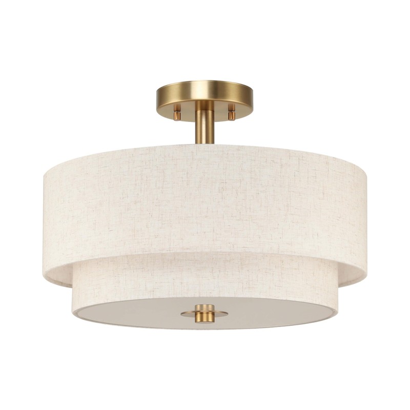 XiNBEi Lighting 16inch Semi Flush Mount Ceiling Light, 3-Light Brass