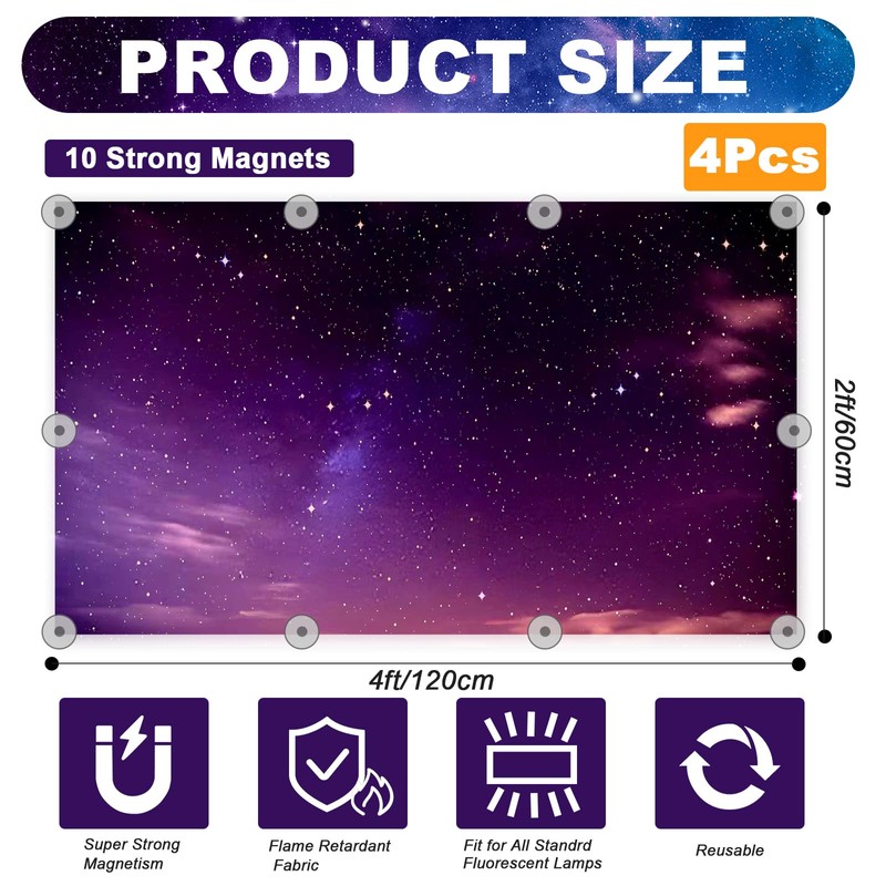 EcjoyHub 4 Pack Fluorescent Light Covers for Ceiling Lights Classroom,