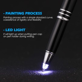 STOBOK Illuminated Tip Pen Ballpoint Pen LED Pen with Light Up Penlight for Writing in the Dark 2 Pieces (Black)