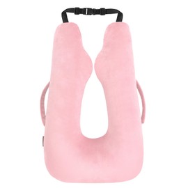 TinlyFinly Car Travel Pillow for Kids Adults, Raised Padding Head and Neck Support Car Seat Sleeping Pillow for Toddlers, Portable U Shaped Body Pillow for Car Seat On Road Trip (Pink)