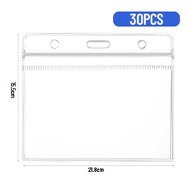 ID Card Case Waterproof Horizontal ID Card Holder Transparent PVC Card Sleeves Transparent ID Card Holder ID Card Holder Card Holder for Business Trade Fair Companies Schools Pack of 30