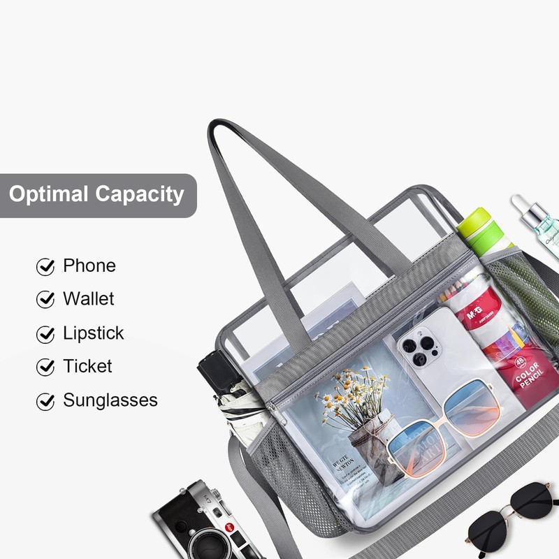 Oraben Clear Bag Stadium Approved 12x6x12 Tote Bag with Removable