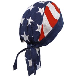American Flag Patriotic Stars Stripes Red White Blue Skull Cap Doo Rag USA (Stars and Stripes Flag)