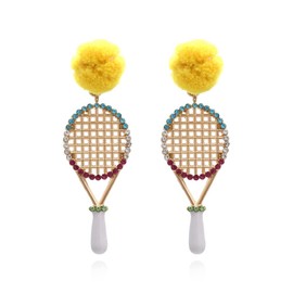 Tennis Racket Dangle Drop Earrings Tennis Racket Jewelry for Women Crystal Earrings for Women