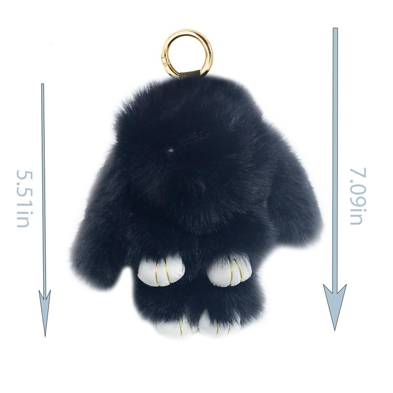 Sqzrpomddy Keychain Key Holder Cute Fluffy Rabbit Keyring Bag Dangle